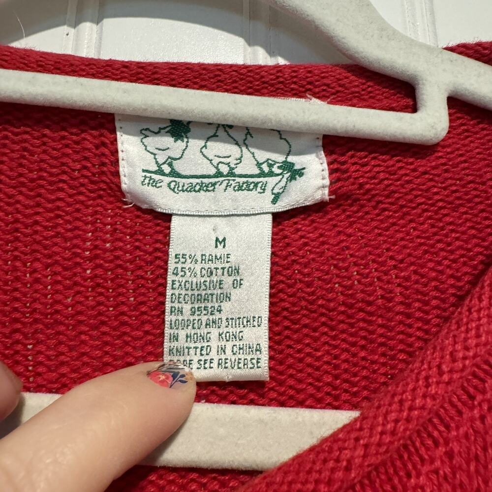 Quacker Factory Red 4th Of July Cardigan Stars Stripes Size Medium - Picture 4 of 5